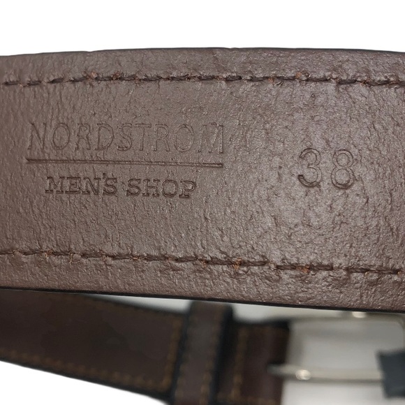 NEW NORDSTROM Fenny Bonded Brown Leather Dress Blt - Picture 3 of 10